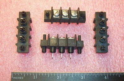 QTY (5) 3 POSITION BARRIER SCREW TERMINAL BLOCKS SOLDER TURRET .375'' BEAU 71-603