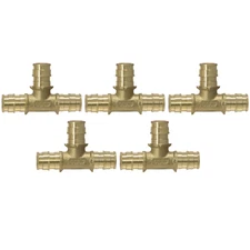 5 Pack XFITTING 1/2" PEX-A Expansion Tee, F1960 Tee, Lead Free Brass