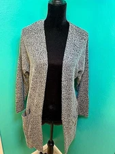 BNWOT WOMENS 14th & UNION CHARCOAL GRAY FUZZY WARM DUSTER CARDIGAN SZE XS PETITE