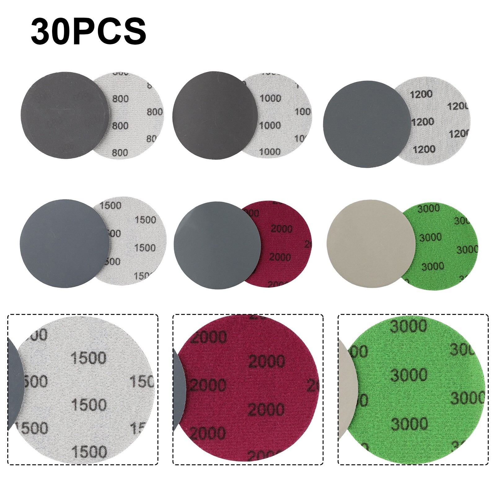 Silicon Carbide Sanding Discs 30pcs 3 75mm Available in Multiple Grits