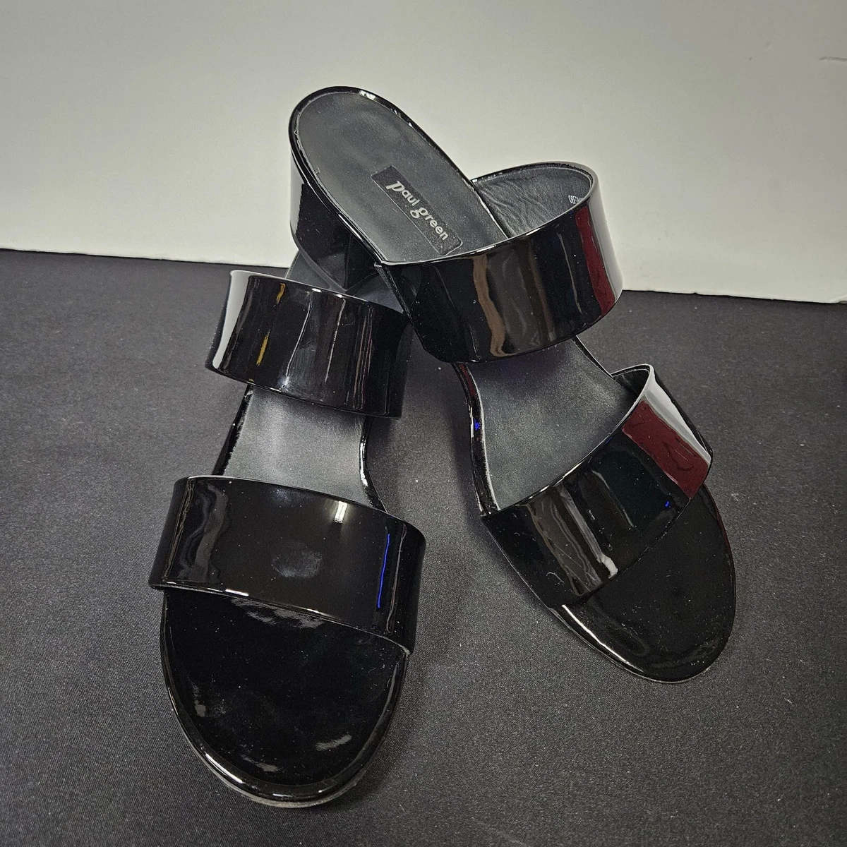 Paul Green Meg Slide Sandal Black Patent Leather 6.5