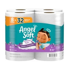 Angel Soft Toilet Paper with Fresh Lavender Scented Tube, 8 Mega Rolls = 32 