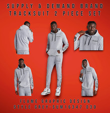 Supply  Demand Brand Acid Flame Graphic Tracksuit 2 Piece Gray Mens Sz 2XL A2