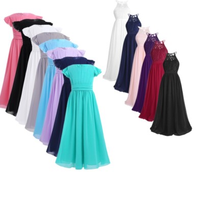 Kids Girls Bridesmaids Dresses Wedding Party Pageant Maxi Evening Prom Long  Gown | eBay