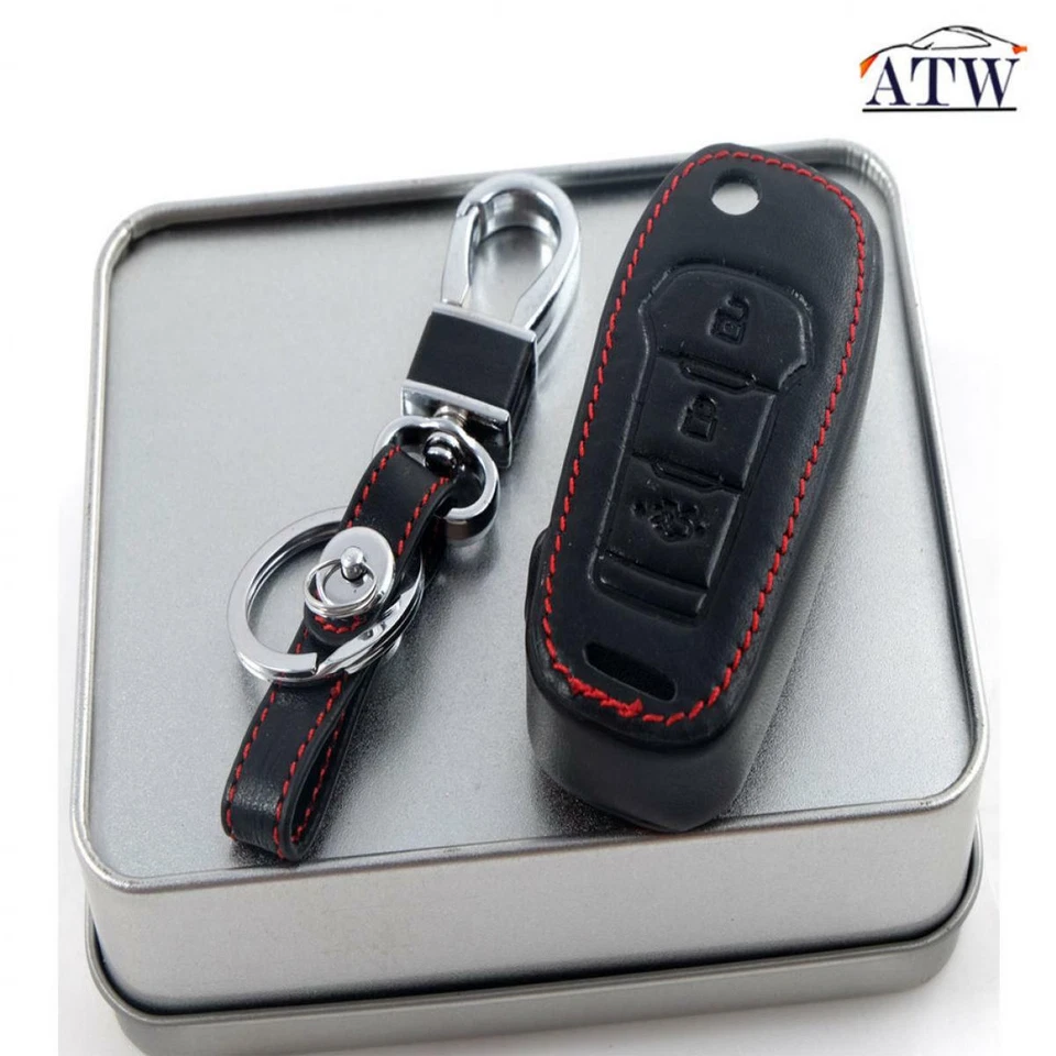 Estuche abatible con llave de cuero negro para Ford Ranger Mustang Mondeo Focus Escort 2016+ Foto 3 de 3