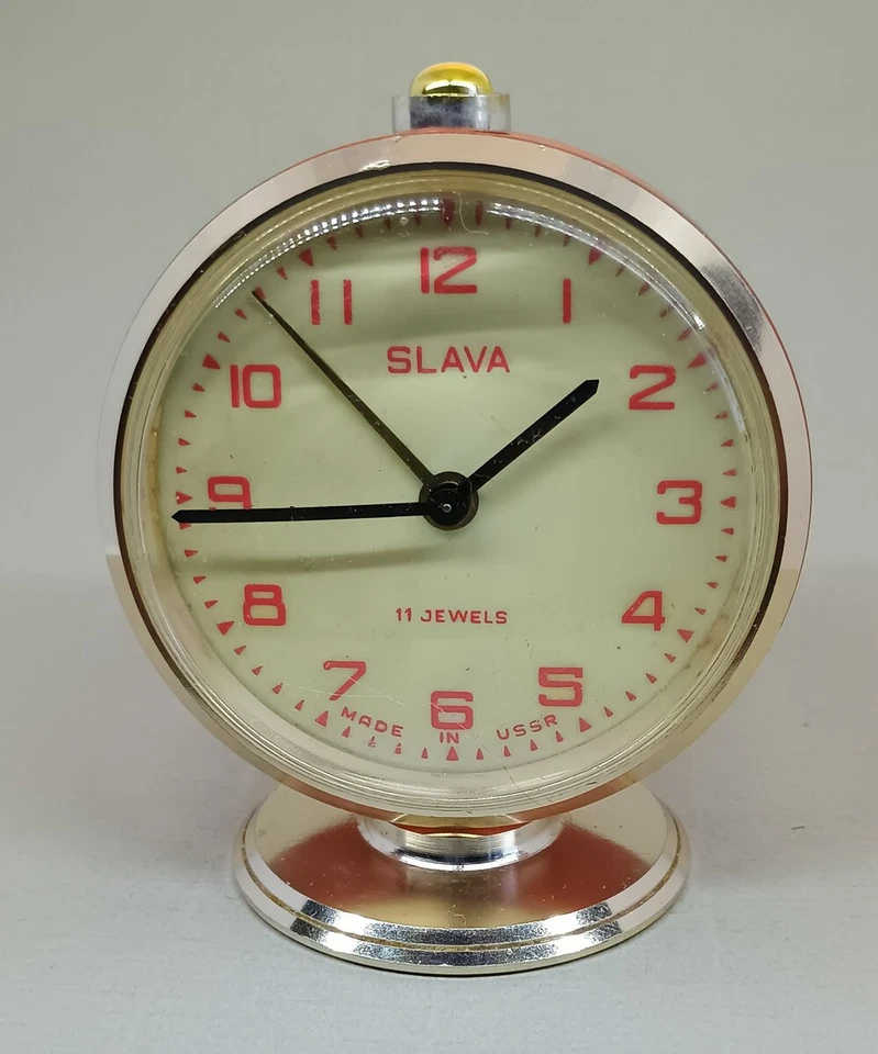 Soviet Vintage Slava orange Alarm Clock USSR 1980's~Perfect Condition #24325 - Image 2 of 4