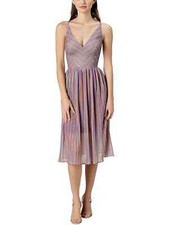 New Dress The Population Womens Metallic Midi Cocktail and Party Dress Size M