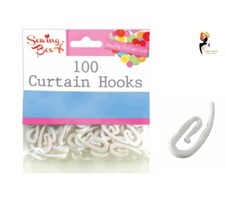Curtain Hooks With Header Tape Gliders White Plastic Nylon Hook 15SEW1062 UK 