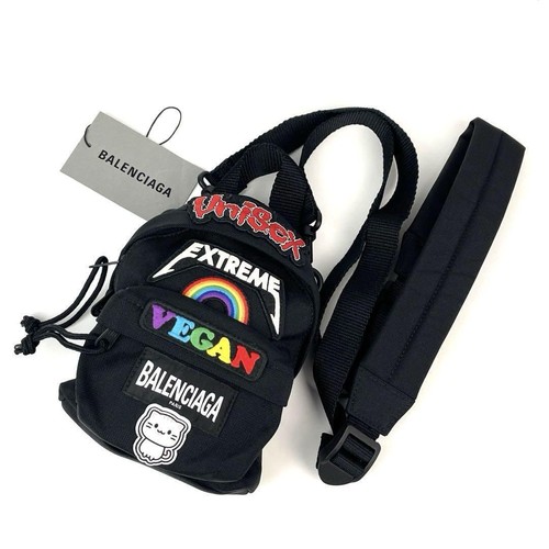 Balenciaga Oversized Mini Backpack Logo Patch Crossbody Rucksack Canvas