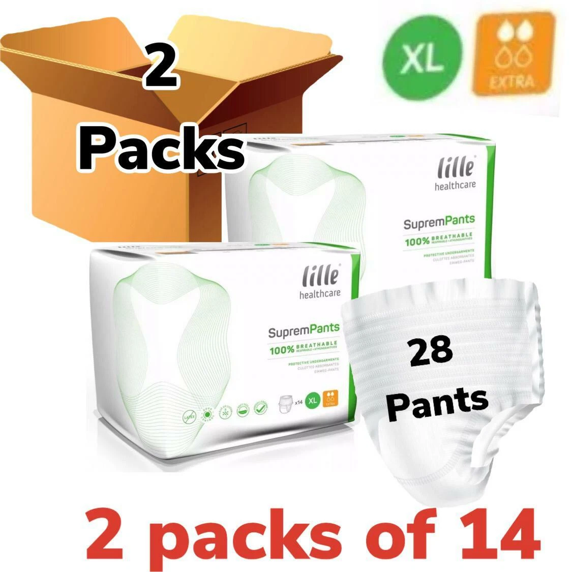 Pantalon Lille Suprem ( Extra ) Extra Large Taille LSPU0411 CASE 2 paquets de 14 XL 28