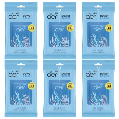 6X Godrej Aer Power Pocket Bathroom Fragrance - Sea Breeze