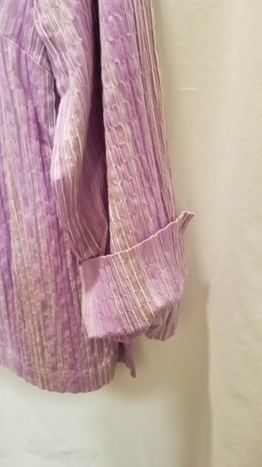 FIRST ISSUE BUTTON DOWN BLOUSE PURPLE,WHITE AND T… - image 3