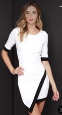 Wrap-phrodisiac Ivory Dress (with black trim) - S