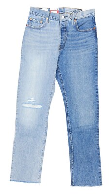 Levi's 501 Jeans Damen Hose Original Straight Leg Fit High Rise Two Tone blue