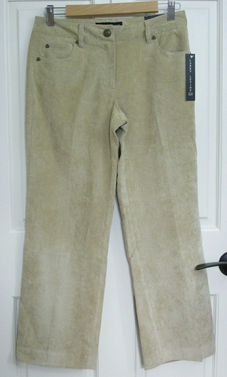 NWT Larry Levine Brown Corduroy Pants Womens Size 6P 29x27 Stretch