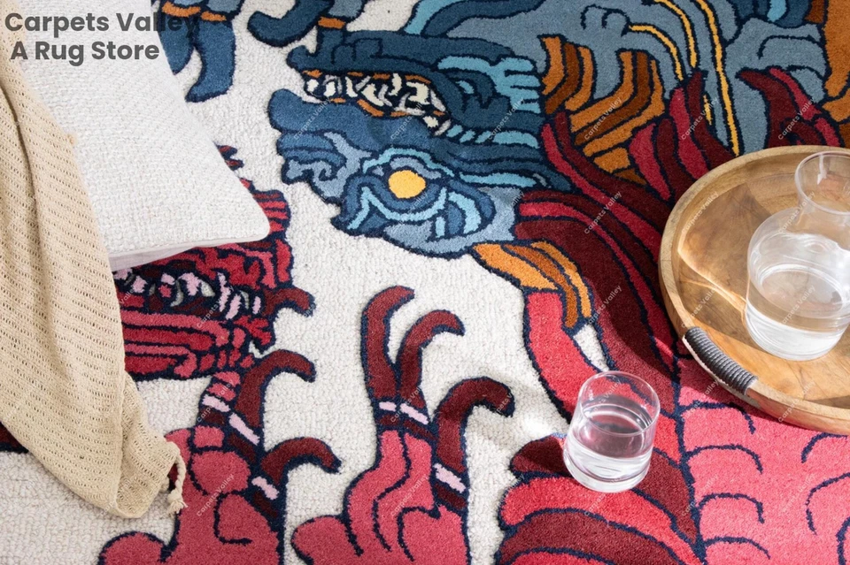 Tibetan Dragon Hand-Tufted Wool Handmade Area Rug Carpet for Home, Living Room - Image 4 of 4