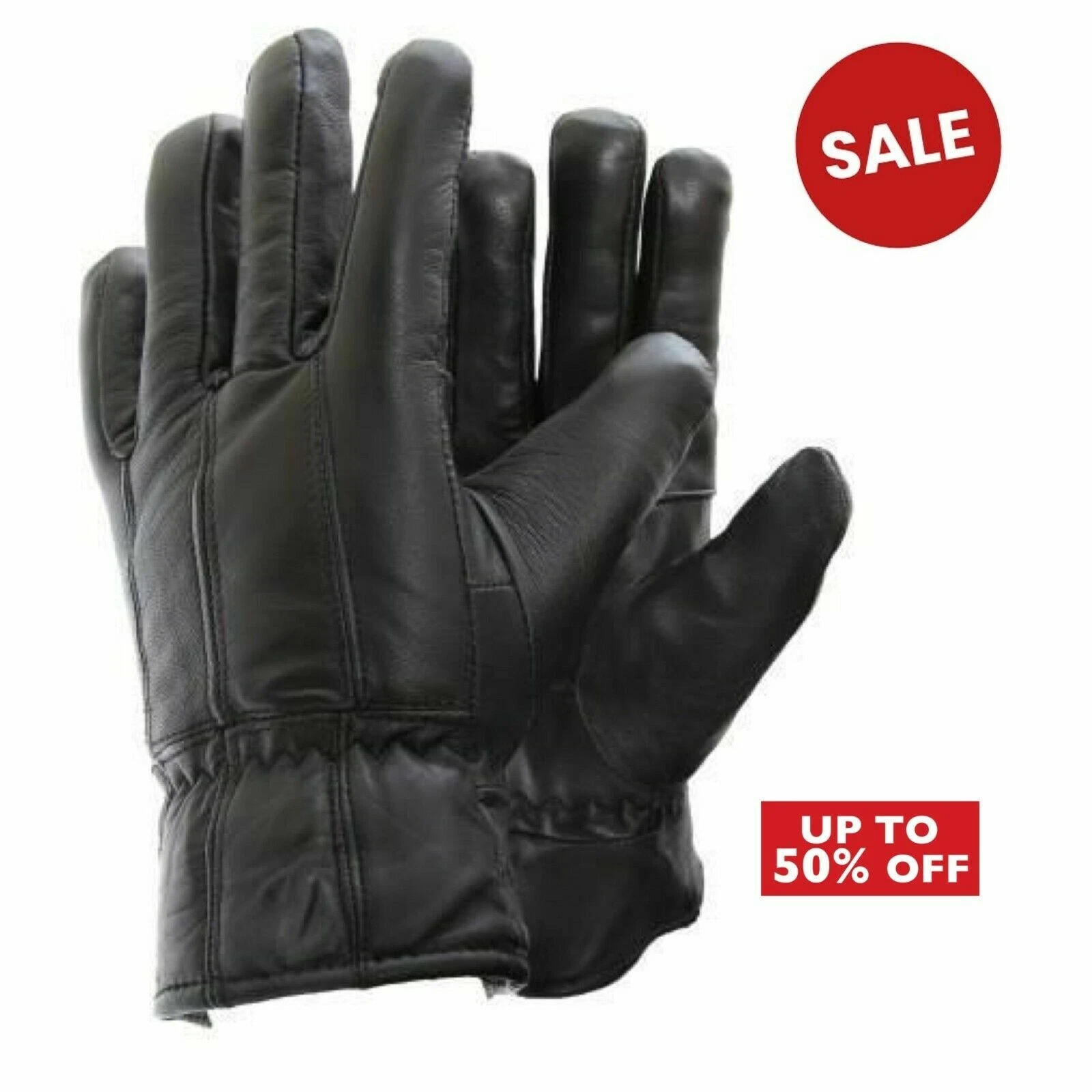 Mens Real Leather Winter Fleece Lined Soft Comfy Driving Black Thermal Gloves