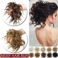 US Real Thick Messy Bun Hair Piece Scrunchie Updo Wrap Hair Extensions as Human
