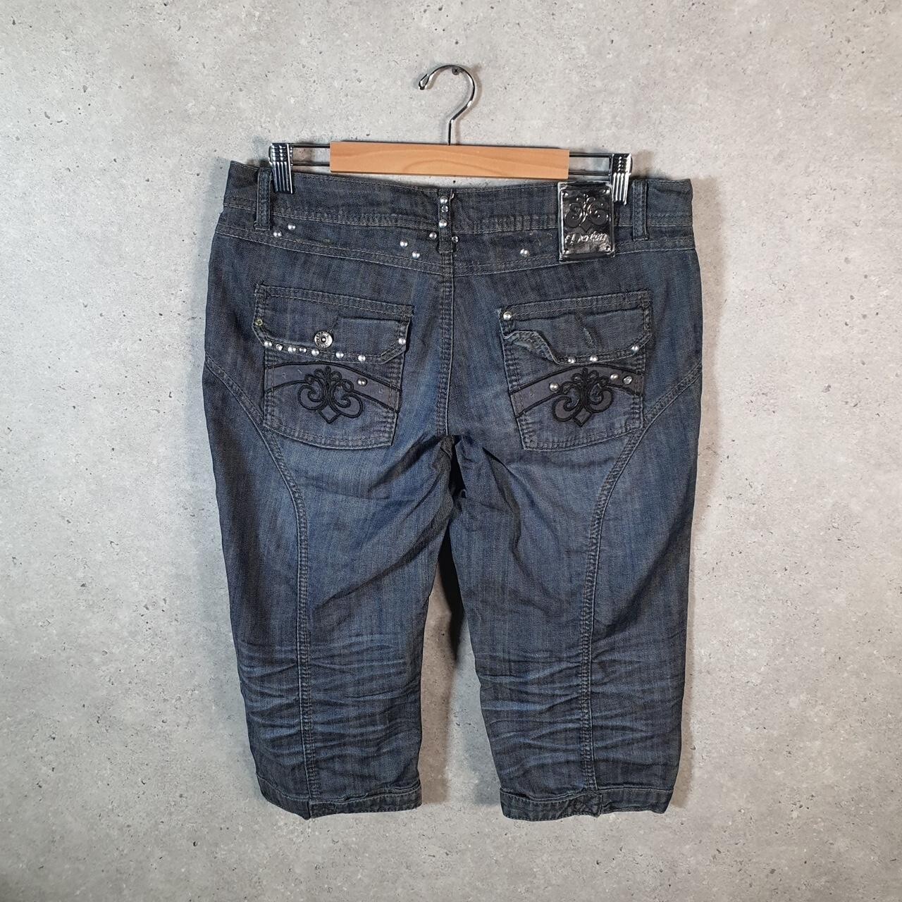 ALTRA Pantaloncini corti vintage denim larghi Y2K hip hop donna W34 blu USA