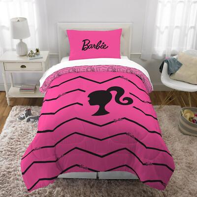 Barbie Kids Reversible Bedding Set Polyester Comforter Pillowcase 2PC Twin/Full