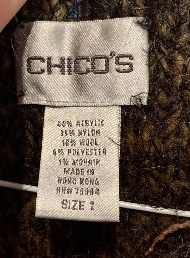Chico's Wool Mohair Split Cowl Neck Ribbon Detailed Sweater Multi Sz M ...