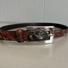 RARE Nanni Italy Belt genuine Snake silver Black Red Copper pin buckle NICE