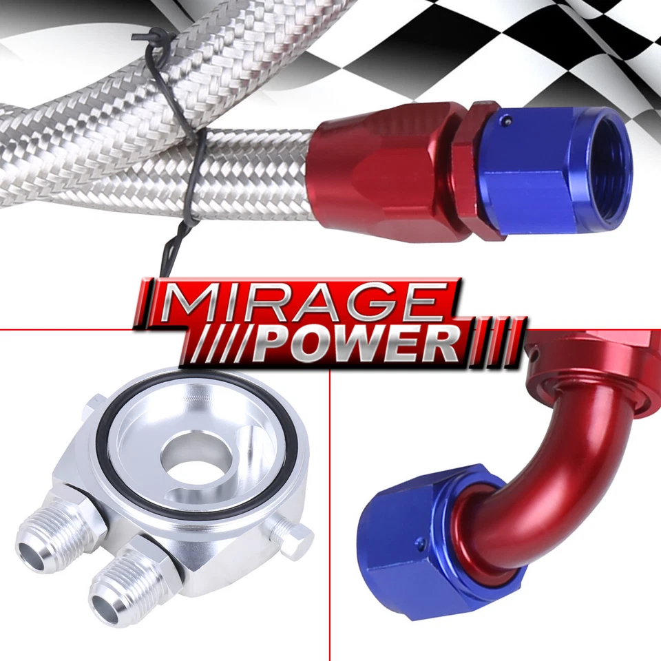 13.5" X 2" X 5.5" 9 Row 10AN Universal Engine Oil Cooler + Filter Adapter Kit SL Foto 3 de 4