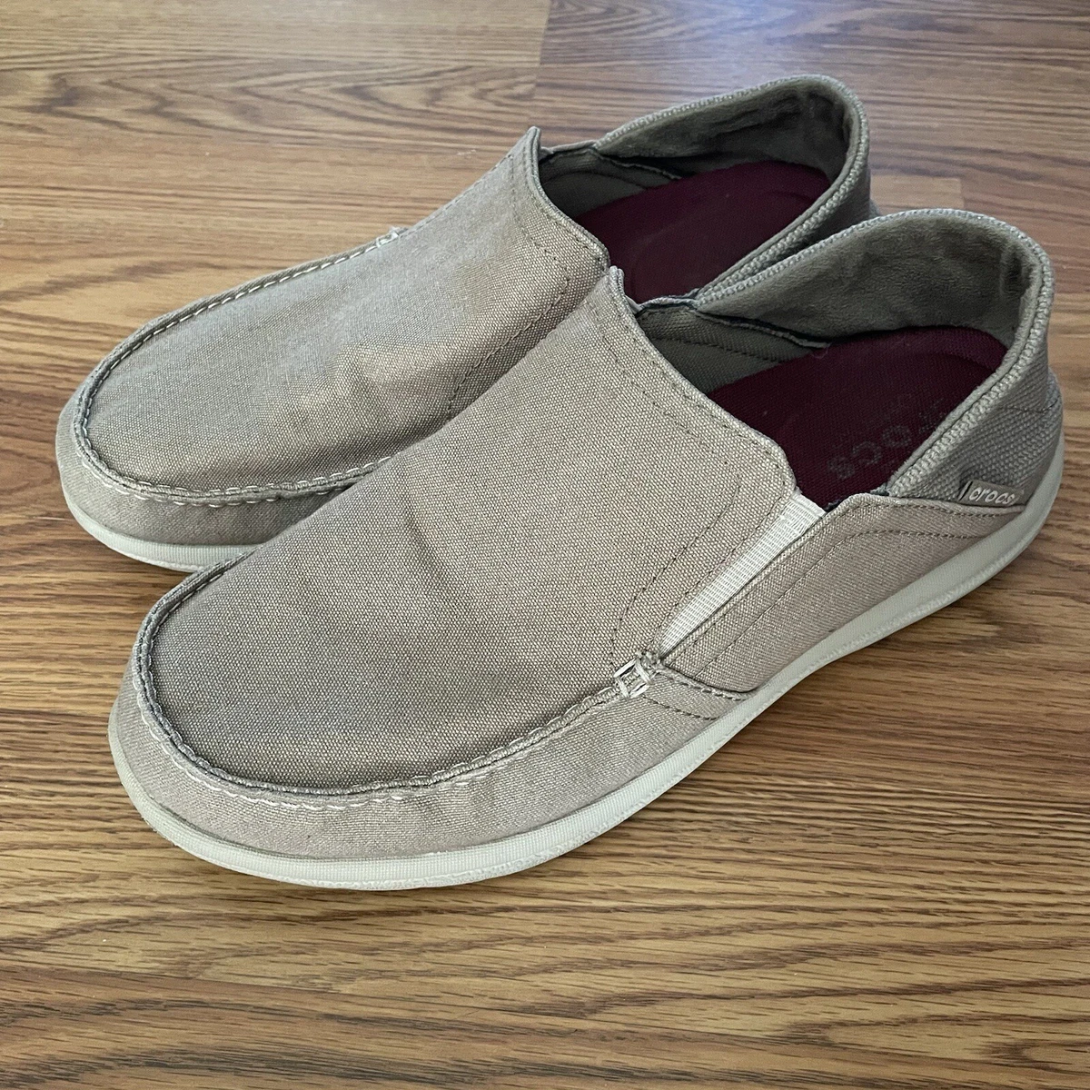 Mens beige canvas slip on shoes Clearance