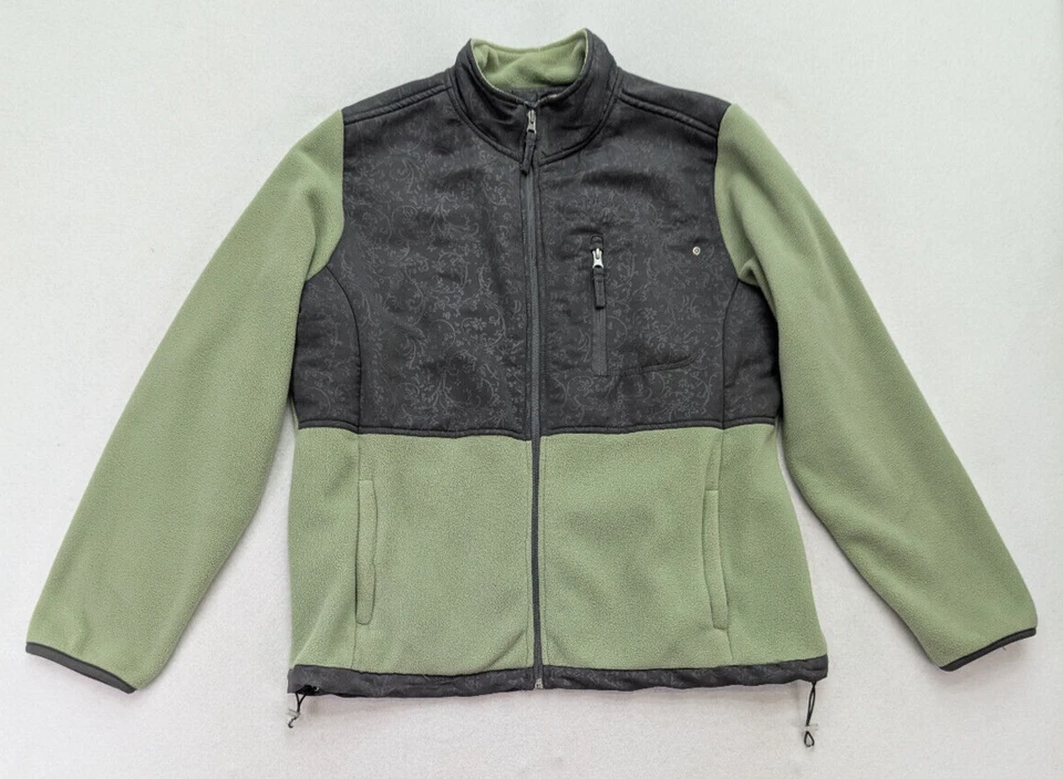 Sport Savvy Women's Fleece Jacket Size L Green  Full Zip Pockets FLAWS - Image 2 of 4
