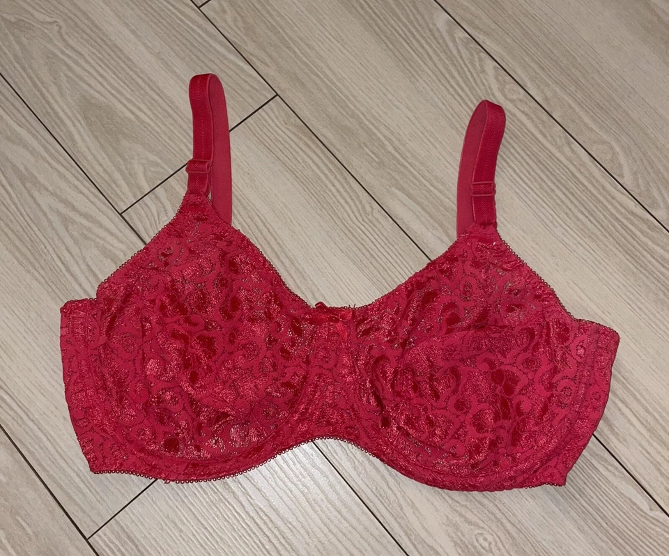 Sujetador de encaje vintage Smart Choices Playtex 3286 sin forro con aros para mujer 38D rojo Foto 2 de 4