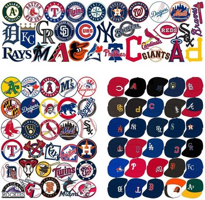 100 Pcs Sports Stickers,Baseball Team Logo Multicolored 