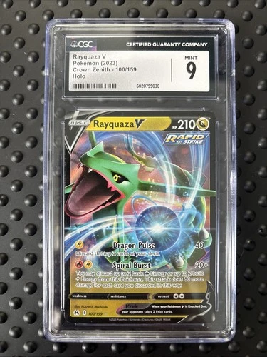 Pokemon TCG Rayquaza v Crown Zenith Ultra Rare Holo Card 100/159 CGC 9