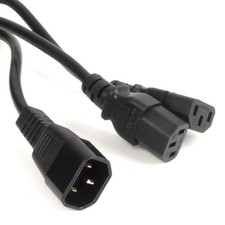 1M IEC Mains Splitter Cable C14 Plug to 2 x C13 Socket Y Lead (50cm+50cm)