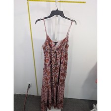 Forever 21 Floral Boho Maxi Dress Orange Purple Pink Tiered Spaghetti Strap L