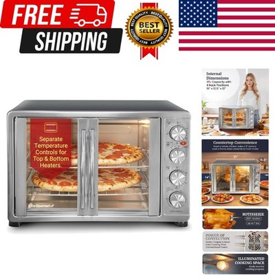 French Door Convection Oven 47.5Qt, Stainless Steel | 18-Slice capacity, 4-Co...