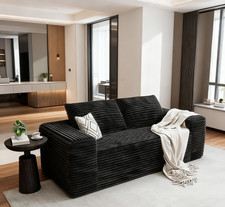 2 boneless sofas, comfortable deep-seated corduroy modern sofas, no assembly