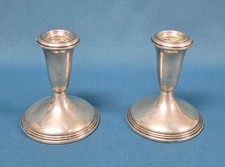 Vintage EMPIRE Sterling Silver Weighted 4” Candlesticks Candle Holders 384