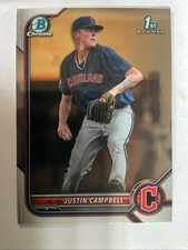 2022 Bowman Chrome Draft JUSTIN CAMPBELL 1st Bowman Cleveland GUARDIANS #BDC-113