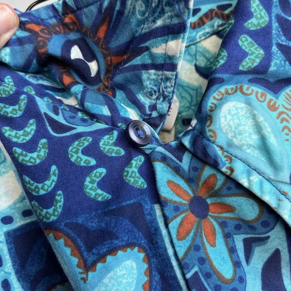 Винтажная гавайская рубашка Go Barefoot in Paradise размер M лагерь синий воротник-петля 70-е ЧИТАЙТЕ - Изображение 4 из 4