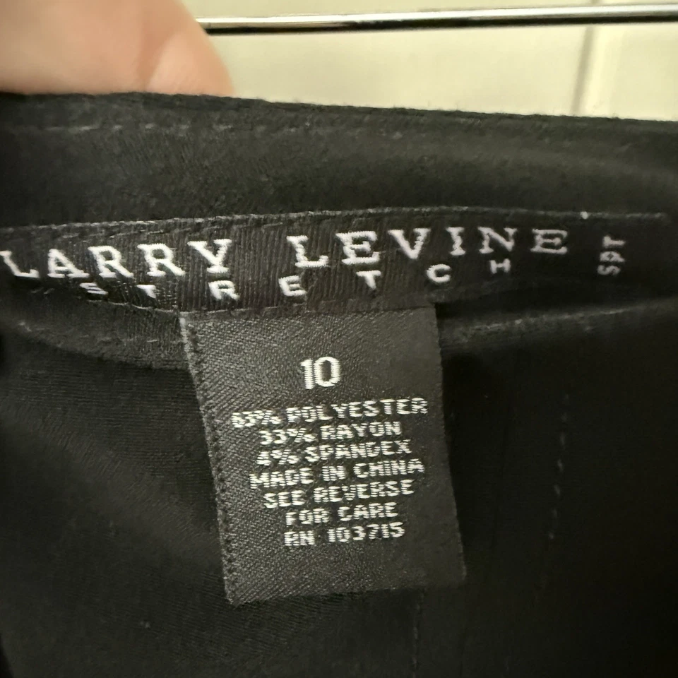 Falda Larry Levine Para Mujer 10 Negra Cremallera Elastizada Paneles Modesta Midi Foto 2 de 4