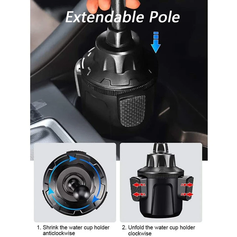Portavasos 2 en 1 360° Soporte para montaje en coche para teléfono celular Soporte organizador de bebidas EE. UU. Foto 2 de 4