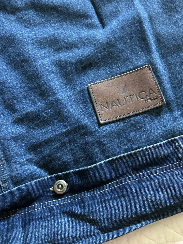 Nautica Denim Comforter Blue Stitching Details Cotton Twin Bed 94x75 - Image 3 of 4