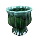 Hull Pottery USA F88 Blue Green Drip Glaze Vtg Ribbed Pedestal Planter 5.75"H