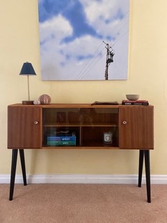 Vintage Mid Century Teak Sideboard. Narrow fits smaller spaces perfectly.
