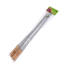 6-30pcs Wood Handle Stainless Steel Skewers Barbecue BBQ Vegetable Kebab Shish
