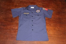 Boy Scouts of America BSA Youth Shirt Blue Large Sewn Patches Short Sleeve