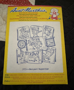 Aunt Martha's Hot Iron Transfers 3753 Barnyard Animals & Insects Theme Iron-On