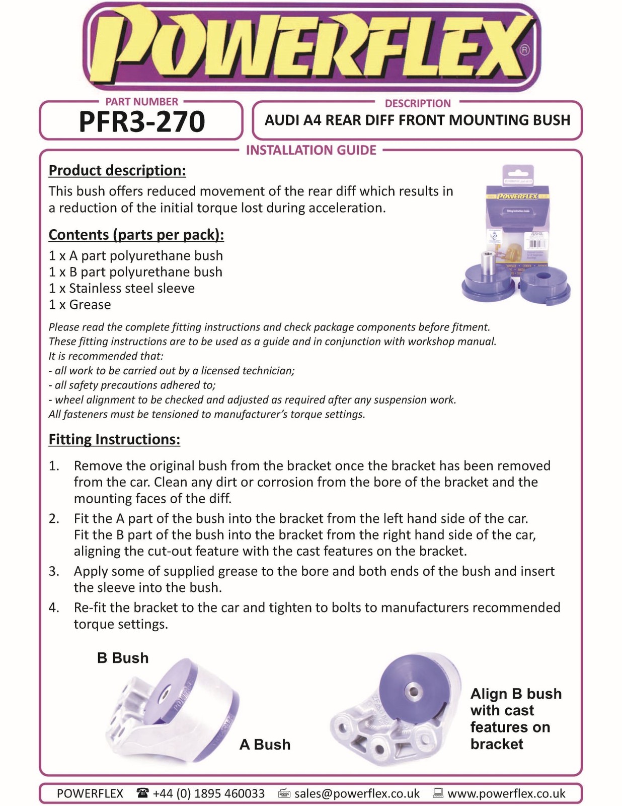 PFR3-270BLK Powerflex Black Rear Diff Front Mounting Bush
