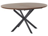 Ausziehbarer Esstisch Mdf Dunkler Holzfarbton Mit Schwarzen Metallbeinen Friona