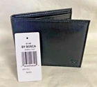 Bosca Leather Nappa Vitello Wallet Card/I.D. Flap Black 97-100 NWT Monogram CG